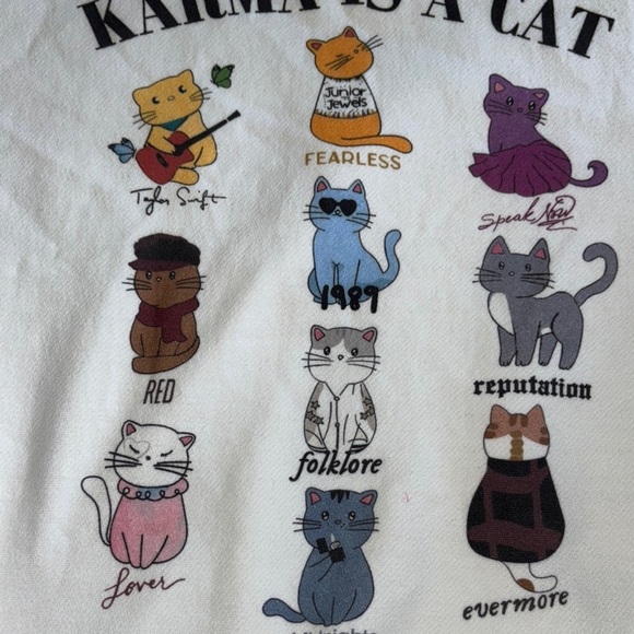 White Taylor Swift Cat-Themed Sweatshirt - Picture 9 of 10